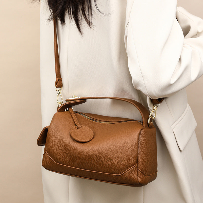 Sac coussin en cuir souple – Grande capacité, porté main ou bandoulière pour femme