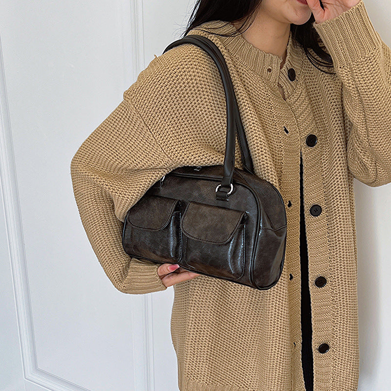 Sac rétro tendance – Grand format, porté épaule, style cool et décontracté