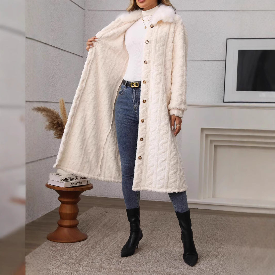 Manteau Douillet en Peluche à Motif Moderne