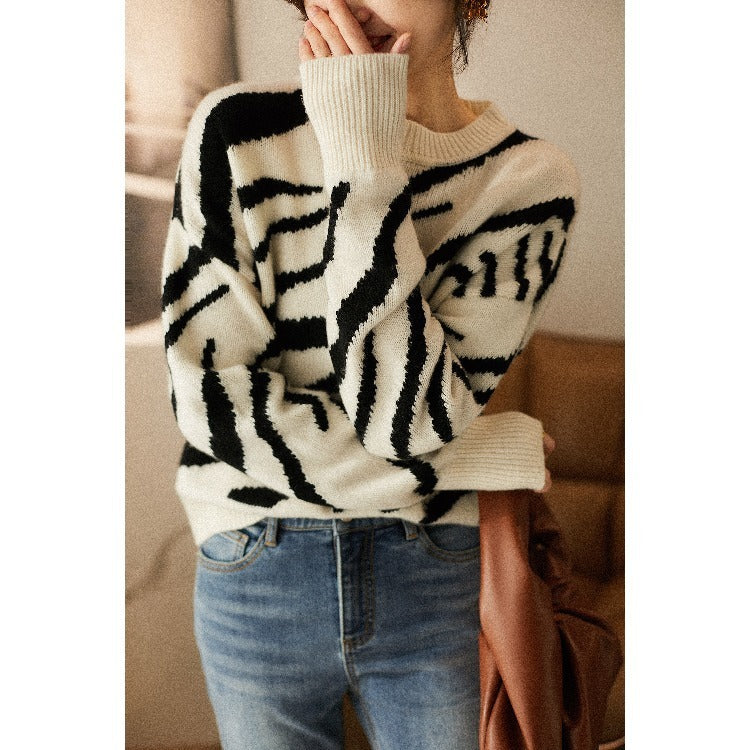 Pull-over ample à col rond pour femme