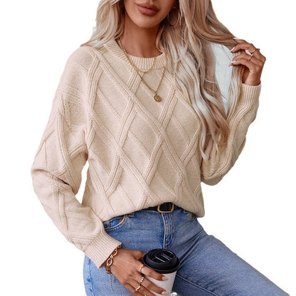 Pull-over en diamant pour femme, coupe ample à col rond