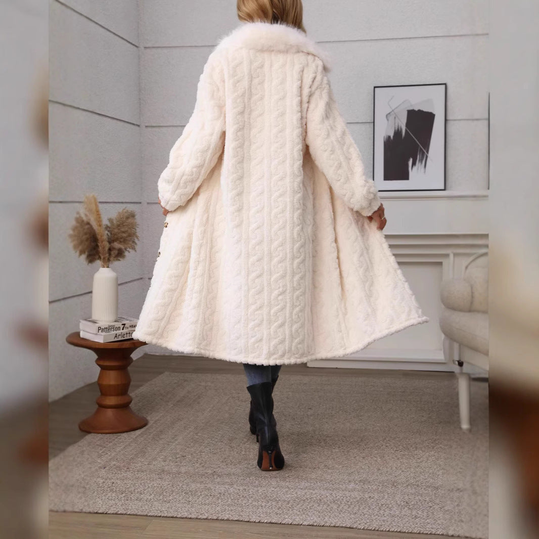 Manteau Douillet en Peluche à Motif Moderne