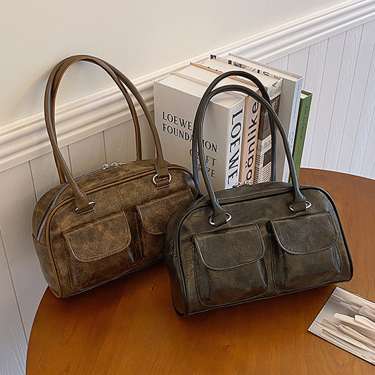 Sac rétro tendance – Grand format, porté épaule, style cool et décontracté